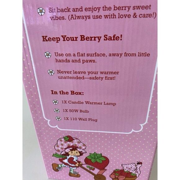 Strawberry Shortcake Candle Warmer Lamp Glass Shade Wood Base W/ Timer VIRAL NEW main image 0